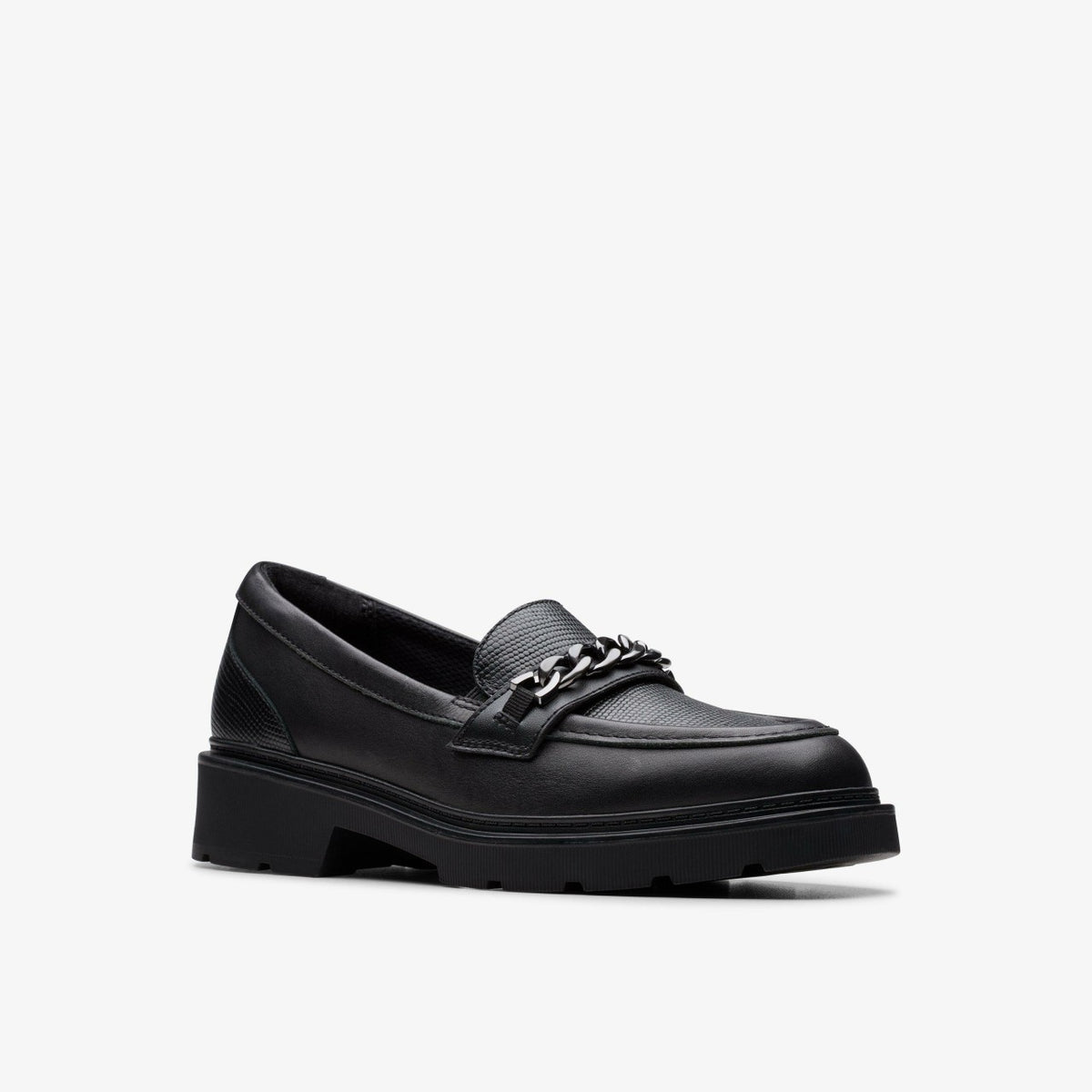 Eris Edge Youth Black Leather - Clarks Kids