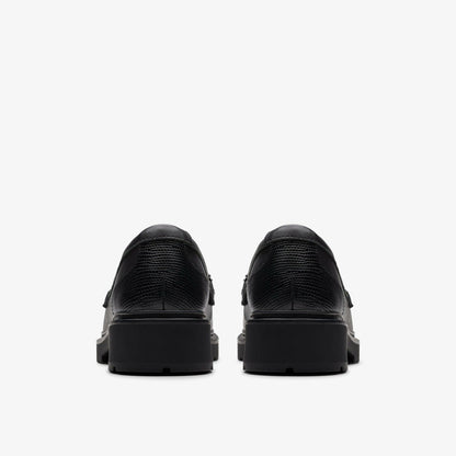 Eris Edge Youth Black Leather - Clarks Kids