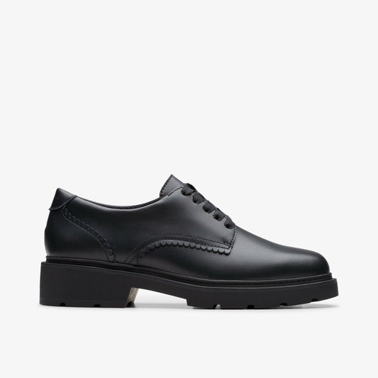 Eris Pure Youth Black Leather - Clarks Kids