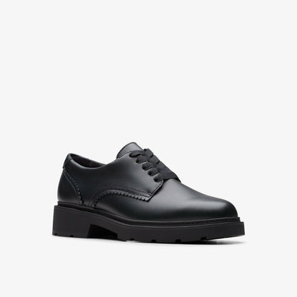 Eris Pure Youth Black Leather - Clarks Kids