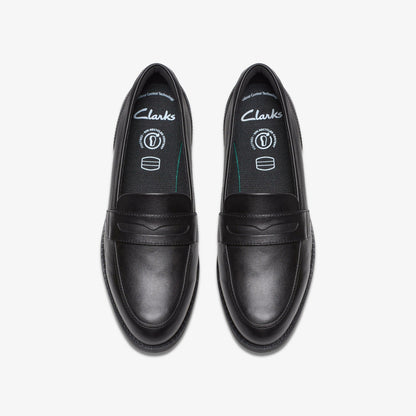 Tapa Edge Youth Black Leather - Clarks Kids