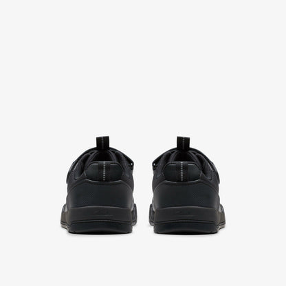 Laser Cross Youth Black Leather - Clarks Kids