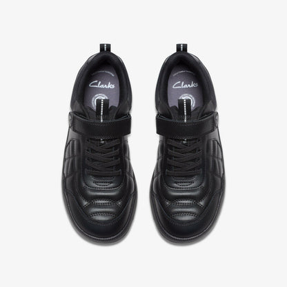 Laser Cross Youth Black Leather - Clarks Kids
