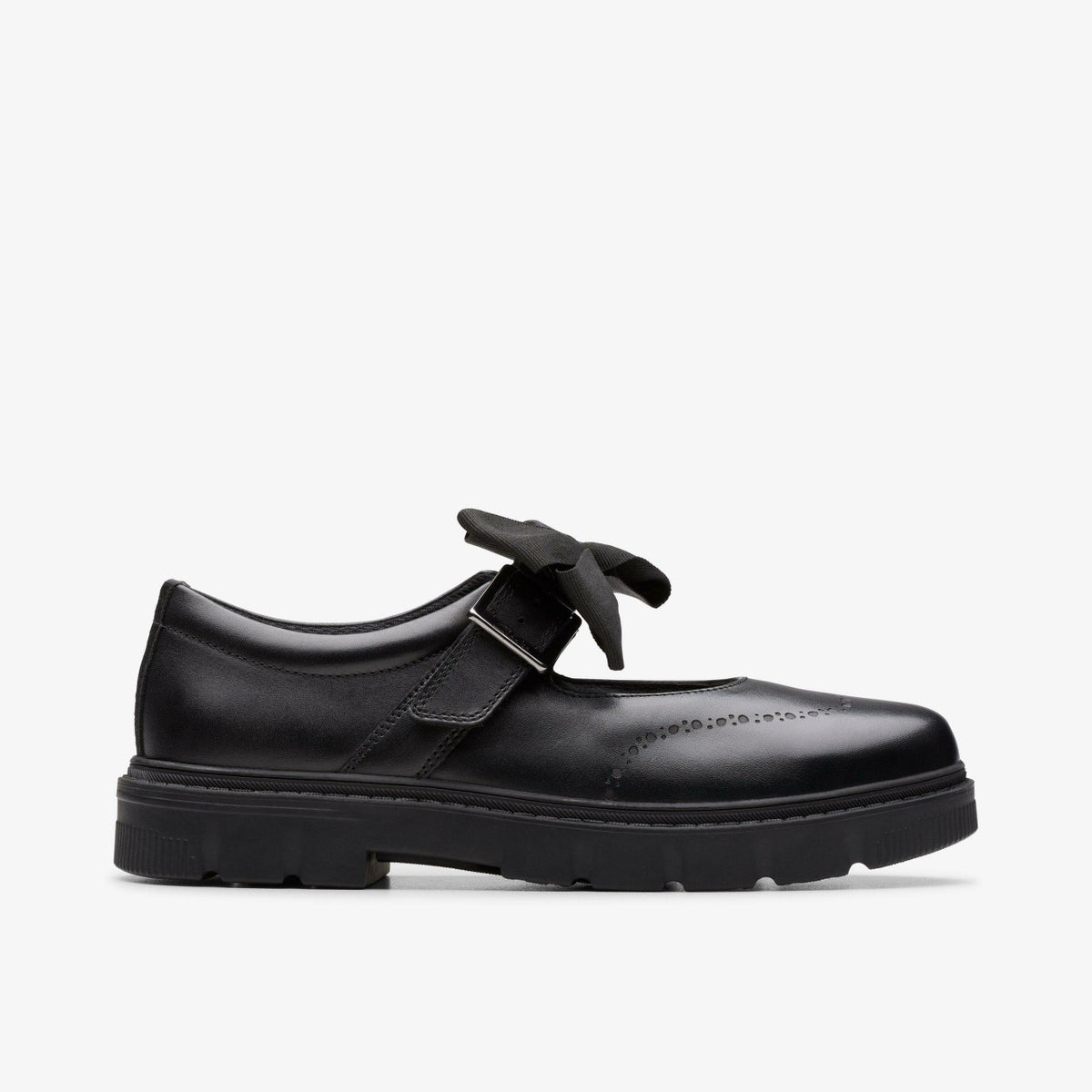 Lorcam Jane Youth Black Leather - Clarks Kids