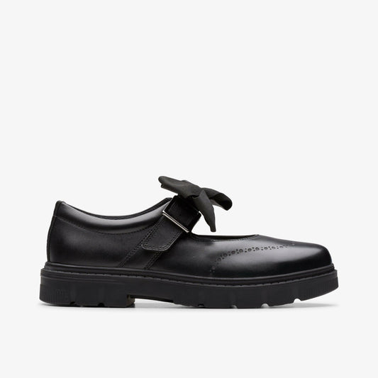 Lorcam Jane Youth Black Leather - Clarks Kids