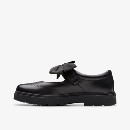 Lorcam Jane Youth Black Leather - Clarks Kids