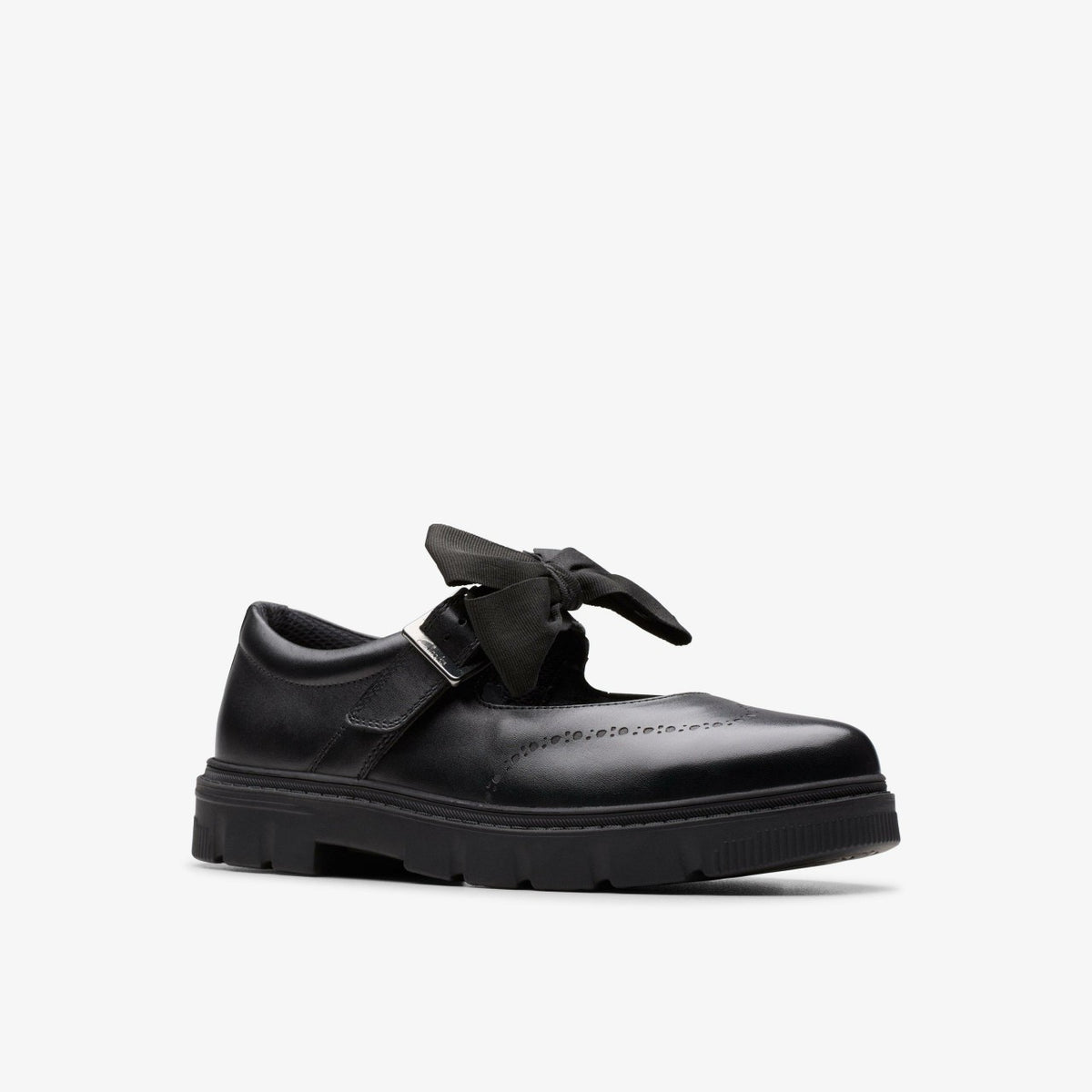 Lorcam Jane Youth Black Leather - Clarks Kids
