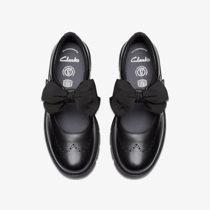 Lorcam Jane Youth Black Leather - Clarks Kids