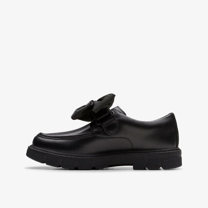 Lorcam Bow Kid Black Leather - Clarks Kids