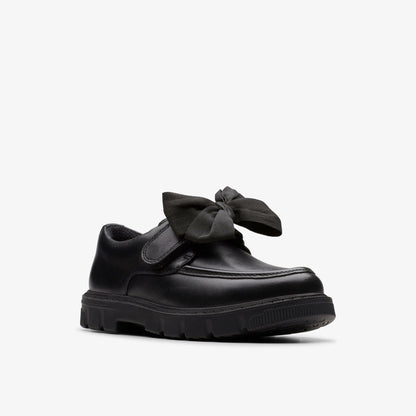 Lorcam Bow Kid Black Leather - Clarks Kids