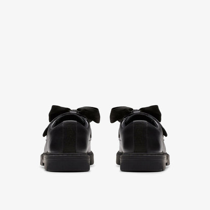 Lorcam Bow Kid Black Leather - Clarks Kids