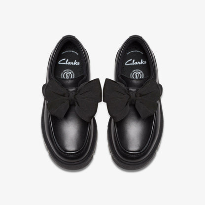 Lorcam Bow Kid Black Leather - Clarks Kids
