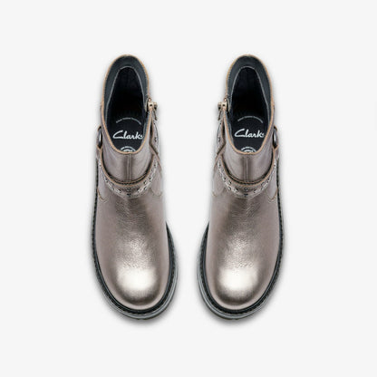 Prague Shine Kid Pewter Metallic - Clarks Kids