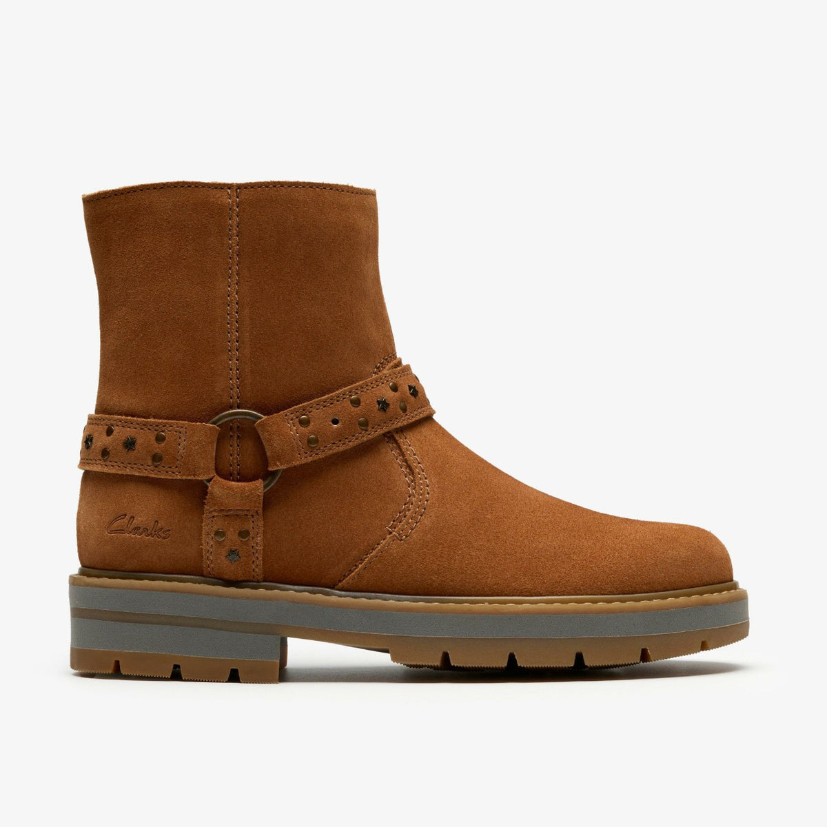 Prague Shine Kid Tan Suede - Clarks Kids