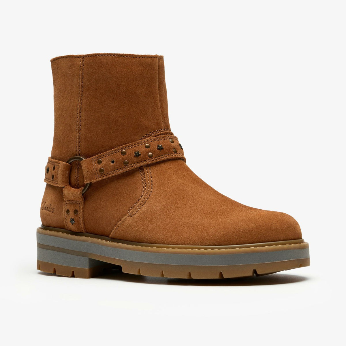 Prague Shine Kid Tan Suede - Clarks Kids