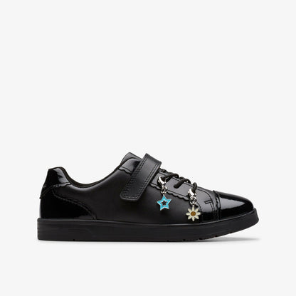 Disco Charm Kid Black Leather - Clarks Kids