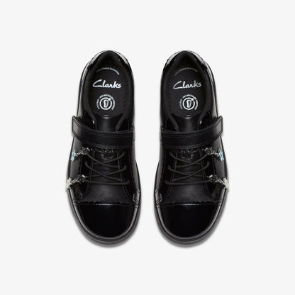 Disco Charm Kid Black Leather - Clarks Kids