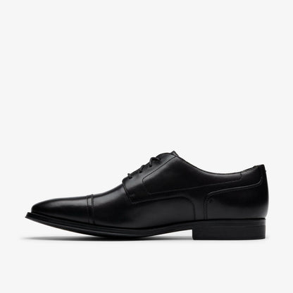 Paulton Cap Black Leather - Clarks Men