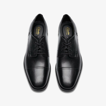 Paulton Cap Black Leather - Clarks Men