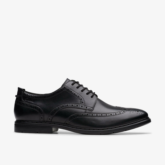 Banbury Tip Black Leather - Clarks Men