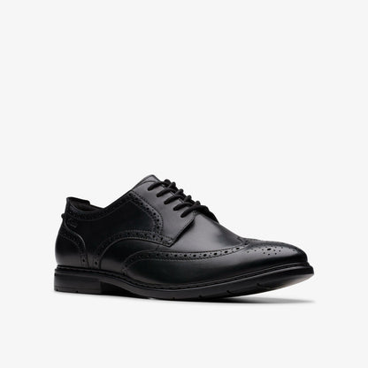 Banbury Tip Black Leather - Clarks Men