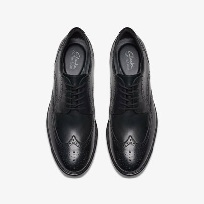 Banbury Tip Black Leather - Clarks Men