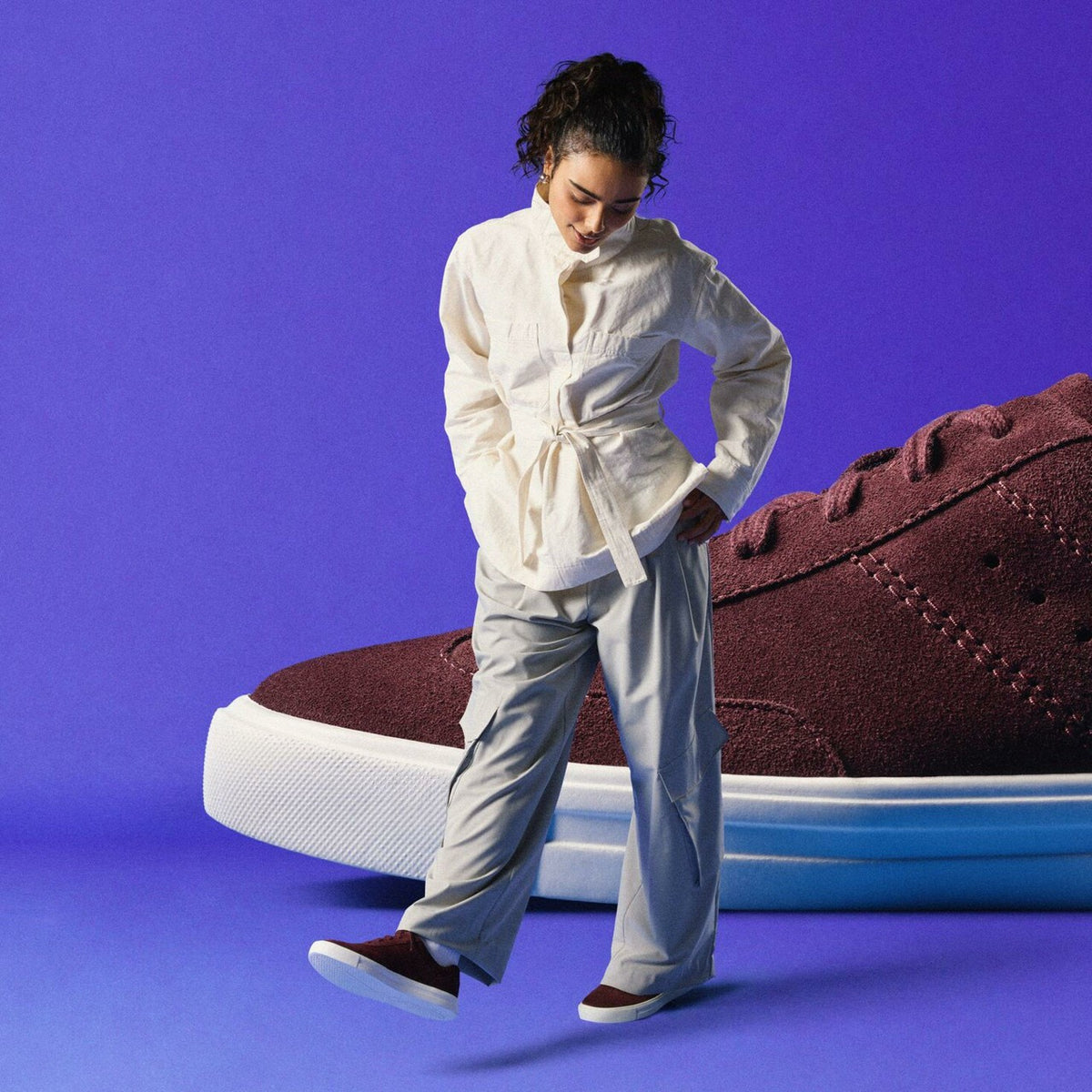 Makea Court Burgundy Suede - Clarks Women