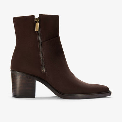 Jesse Zip Dark Brown Suede - Clarks Women