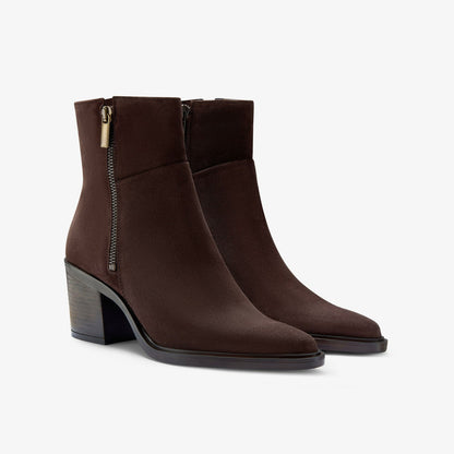 Jesse Zip Dark Brown Suede - Clarks Women