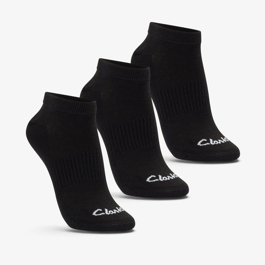 Ankle Socks 3 Pack Size 2-8 Black Black - Clarks Women