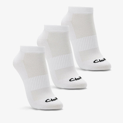 Sports Ankle Socks 3 Pack Size 2-8 White - Clarks Women