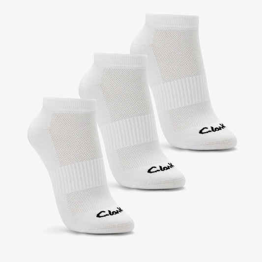 Sports Ankle Socks 3 Pack Size 2-8 White - Clarks Women
